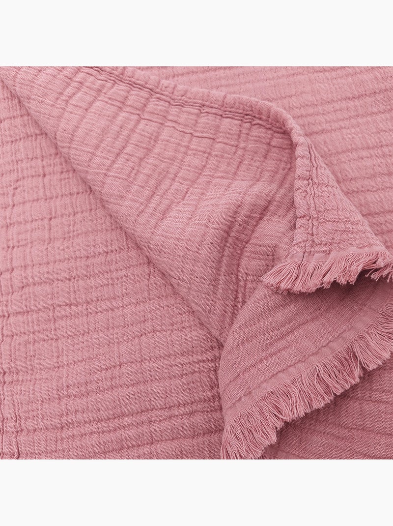 Plaid gaze de coton matelassé Rose - Kiabi