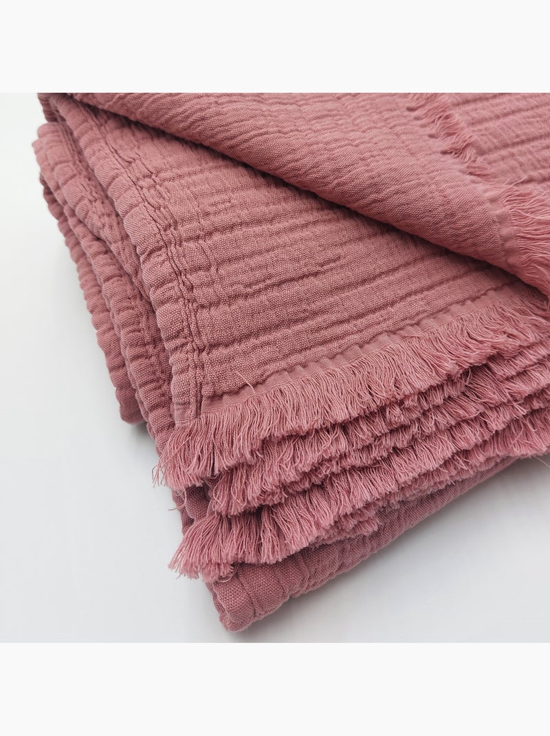 Plaid gaze de coton matelassé Rose - Kiabi