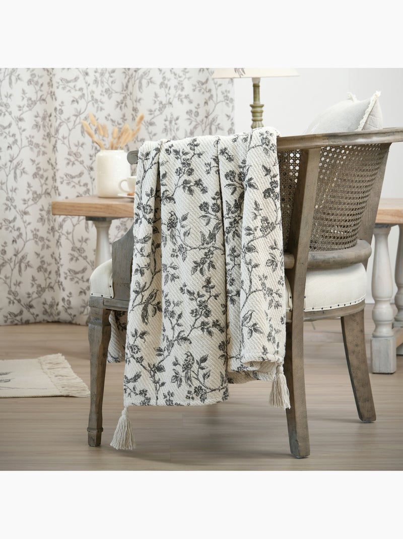 Plaid imprimé floral esprit campagne chic Ecru - Kiabi