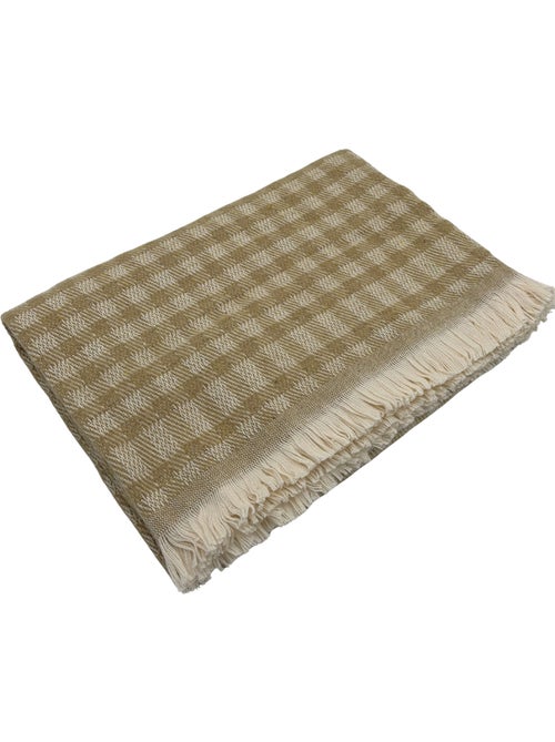 Plaid jacquard vichy en coton - Kiabi