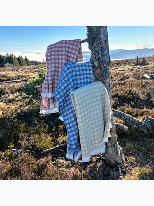 Plaid jacquard vichy en coton - Kiabi