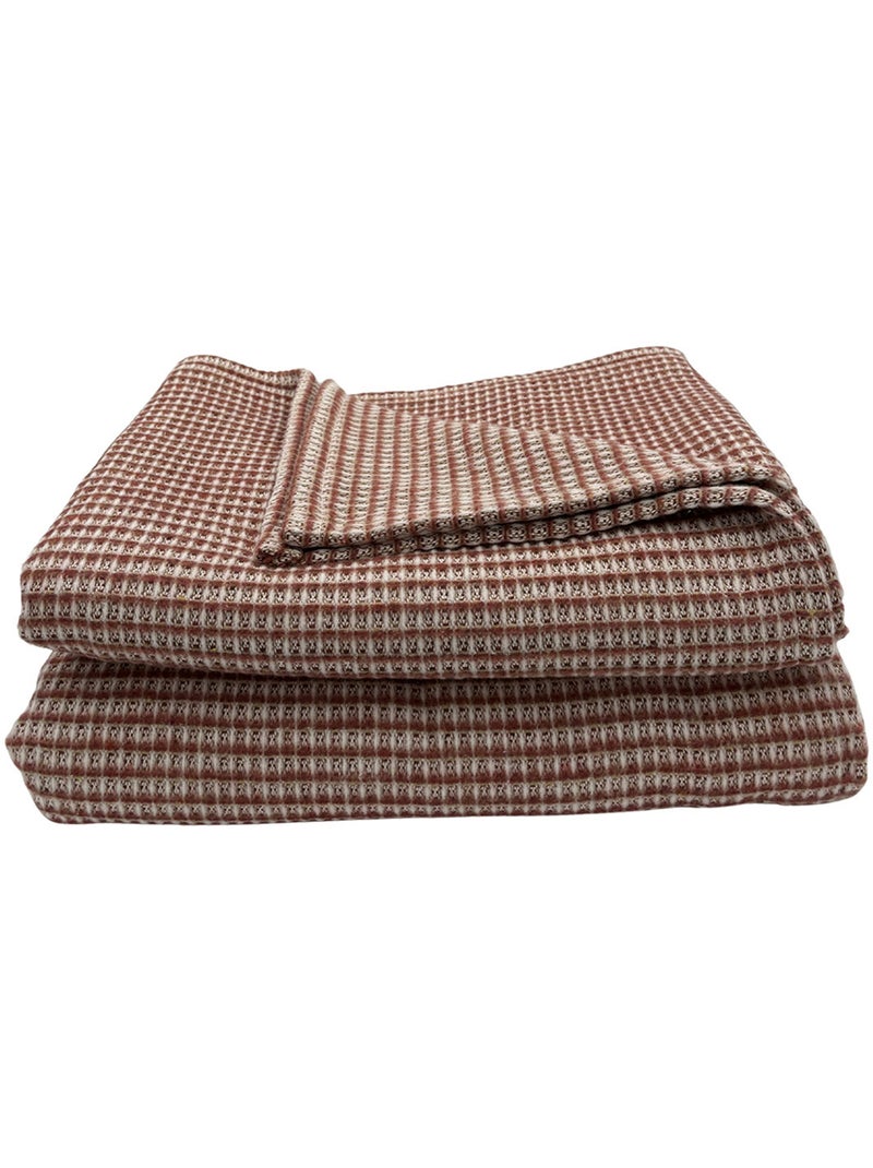 Plaid jacquard vichy en coton Terracotta - Kiabi