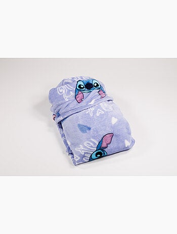 Plaid met Capuchon Flanel Disney Stitch & Angel 2 Cute 120x150cm – All-Over Blauw – 100% Polyester –