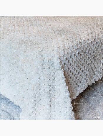 Plaid ou jeté de lit Imitation fourrure relief losange