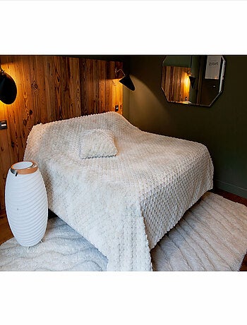 Plaid ou jeté de lit Imitation fourrure relief losange