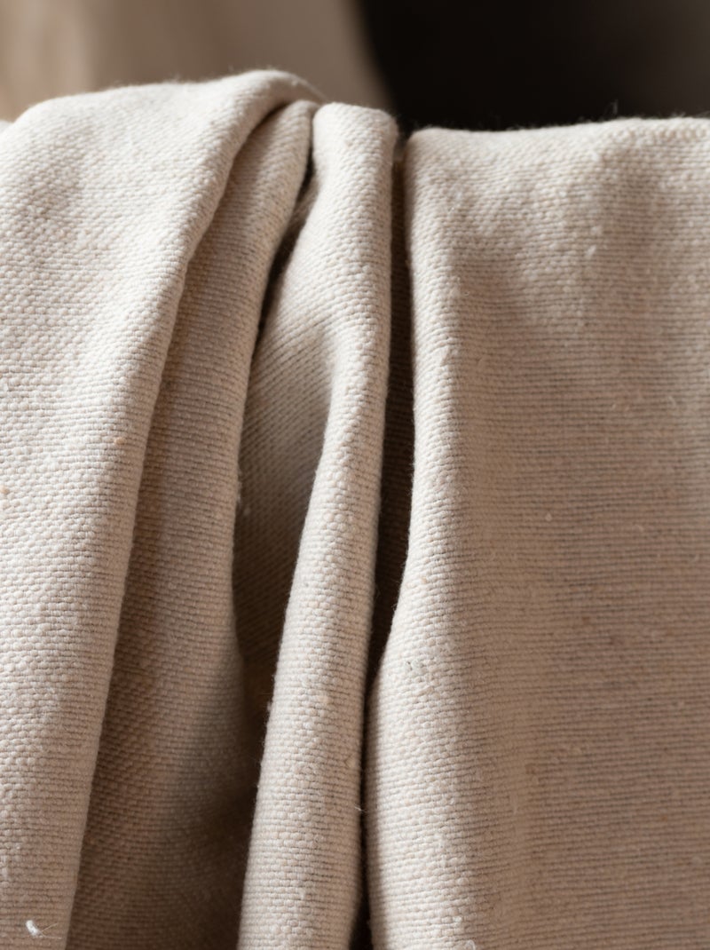 Plaid ou jeté de lit laine à pompons Crème - Kiabi