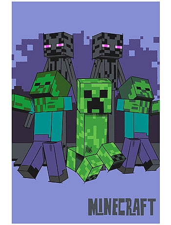 Plaid polaire 100% polyester motif Minecraft Mobs - Minecraft