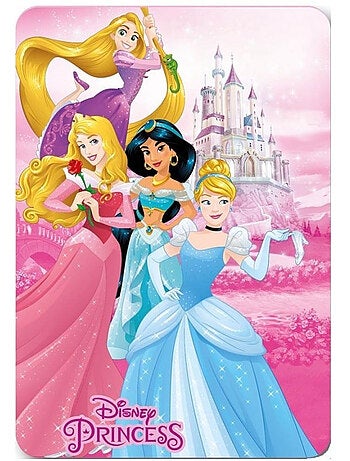 Plaid Polaire Enfant Princesses Disney - Raiponce, Aurore, Yasmine, Cendrillon - 100 x 140 cm