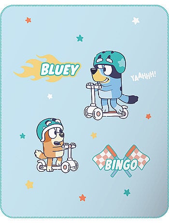 Plaid polaire imprimé, bluey trotinette