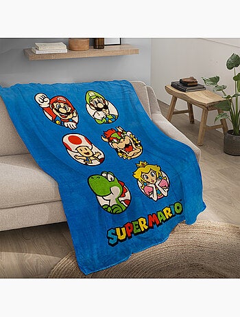 Plaid polaire imprimé toucher doux, super mario players