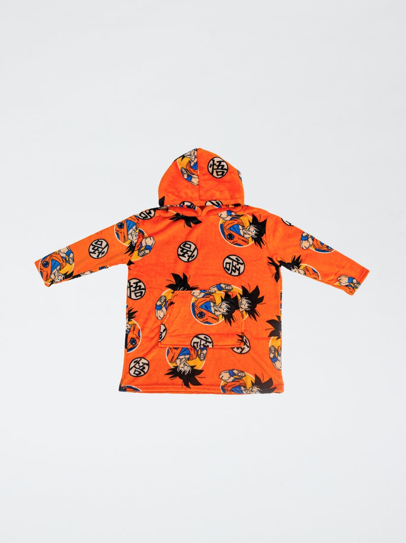 Plaid poncho 'Dragon ball Z' voor kinderen met fleece capuchon Oranje - Kiabi