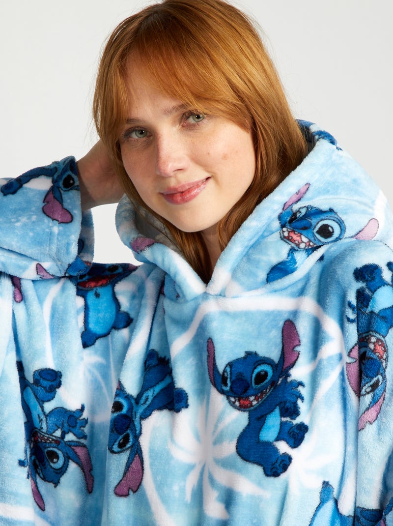 Plaid poncho 'Stitch' avec poche devant Bleu - Kiabi