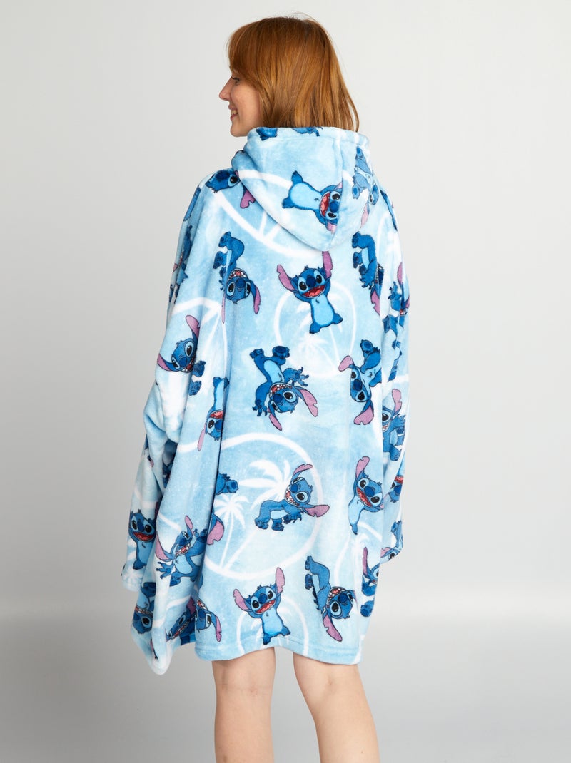 Plaid poncho 'Stitch' avec poche devant Bleu - Kiabi