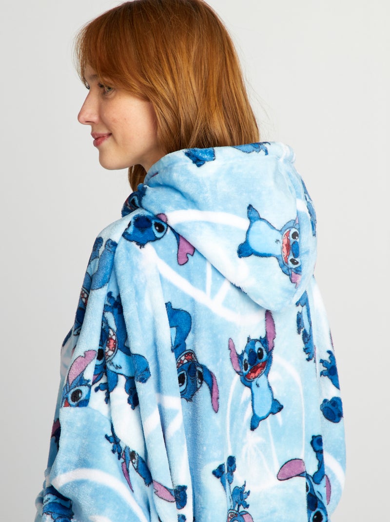 Plaid poncho 'Stitch' avec poche devant Bleu - Kiabi