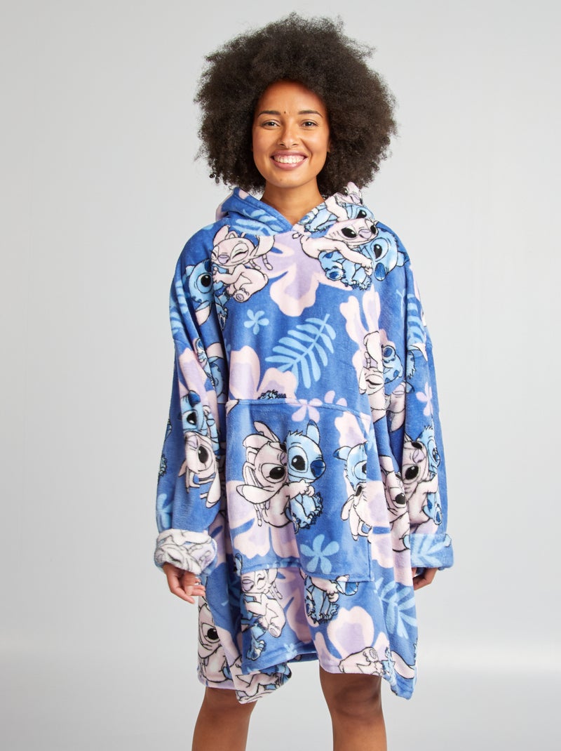 Plaid poncho 'Stitch' Bleu/violet - Kiabi