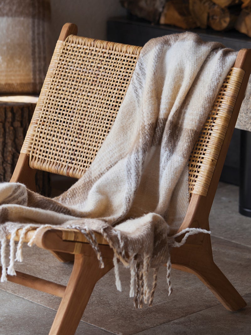 Plaid tartan ecossais  - effet mohair Beige - Kiabi