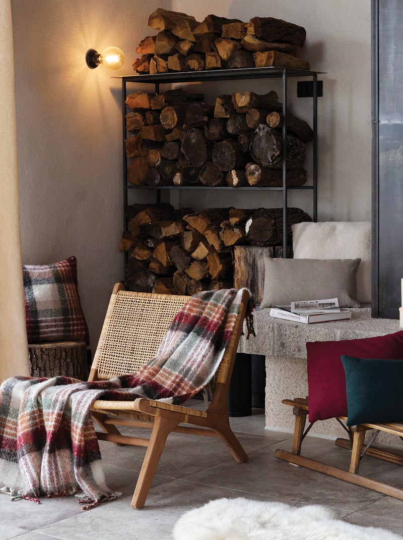 Plaid tartan ecossais  - effet mohair Bordeaux - Kiabi