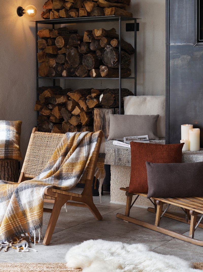 Plaid tartan ecossais  - effet mohair Jaune - Kiabi
