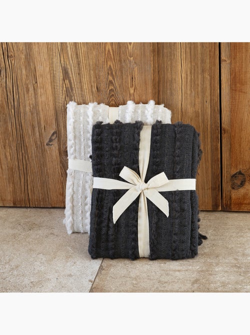 Plaid van gestructureerde chenille met franjes - Kiabi Plaid van gestructureerde chenille met franjes - Kiabi