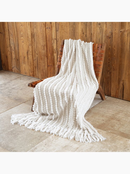 Plaid van gestructureerde chenille met franjes - Kiabi Plaid van gestructureerde chenille met franjes - Kiabi