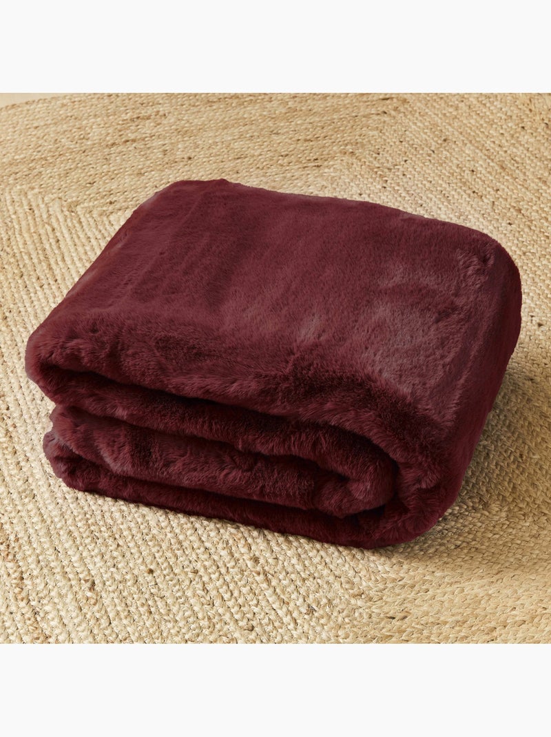 Plaid van imitatiebont 150x200 cm Bordeaux - Kiabi
