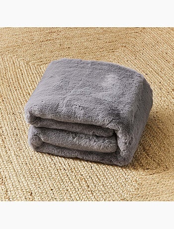 Plaid van imitatiebont beige 130 x 150 cm grijs – Future Home