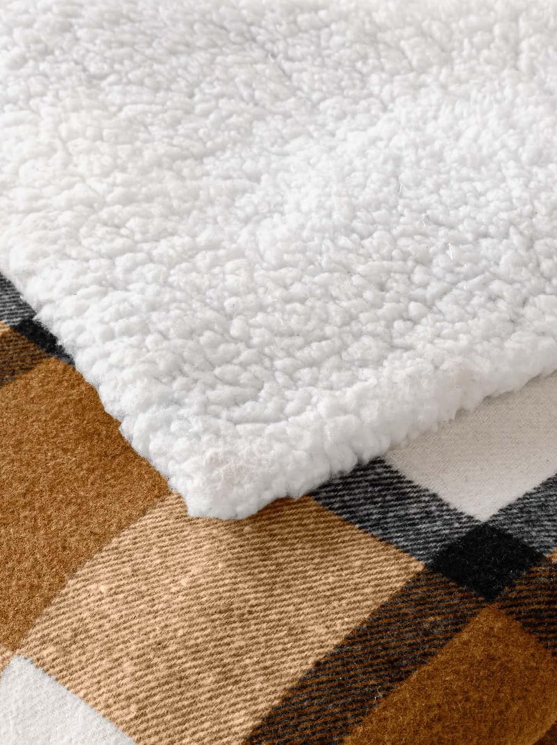 Plaid van Polyester ECOSSAIS Douceur d'Intérieur Beige - Kiabi