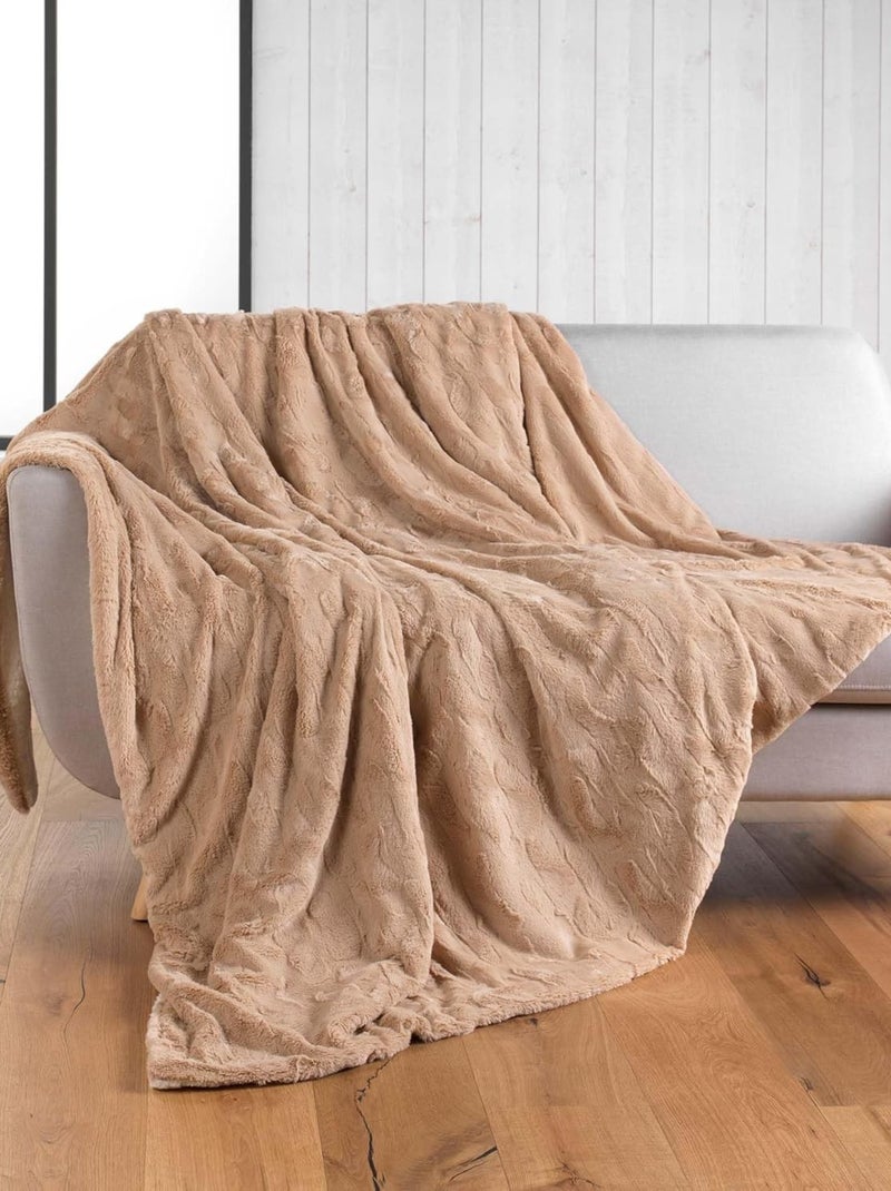Plaid van Polyester FOXY Douceur d'Intérieur Zandbeige - Kiabi