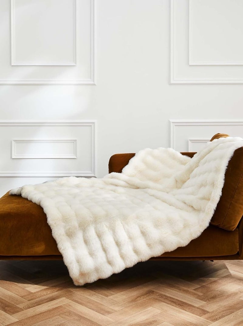 Plaid van Polyester MOUNTY Douceur d'Intérieur Wit - Kiabi