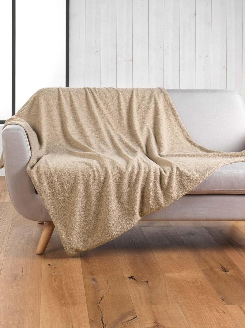 Plaid van Polyester WOOLY Douceur d'Intérieur Beige - Kiabi