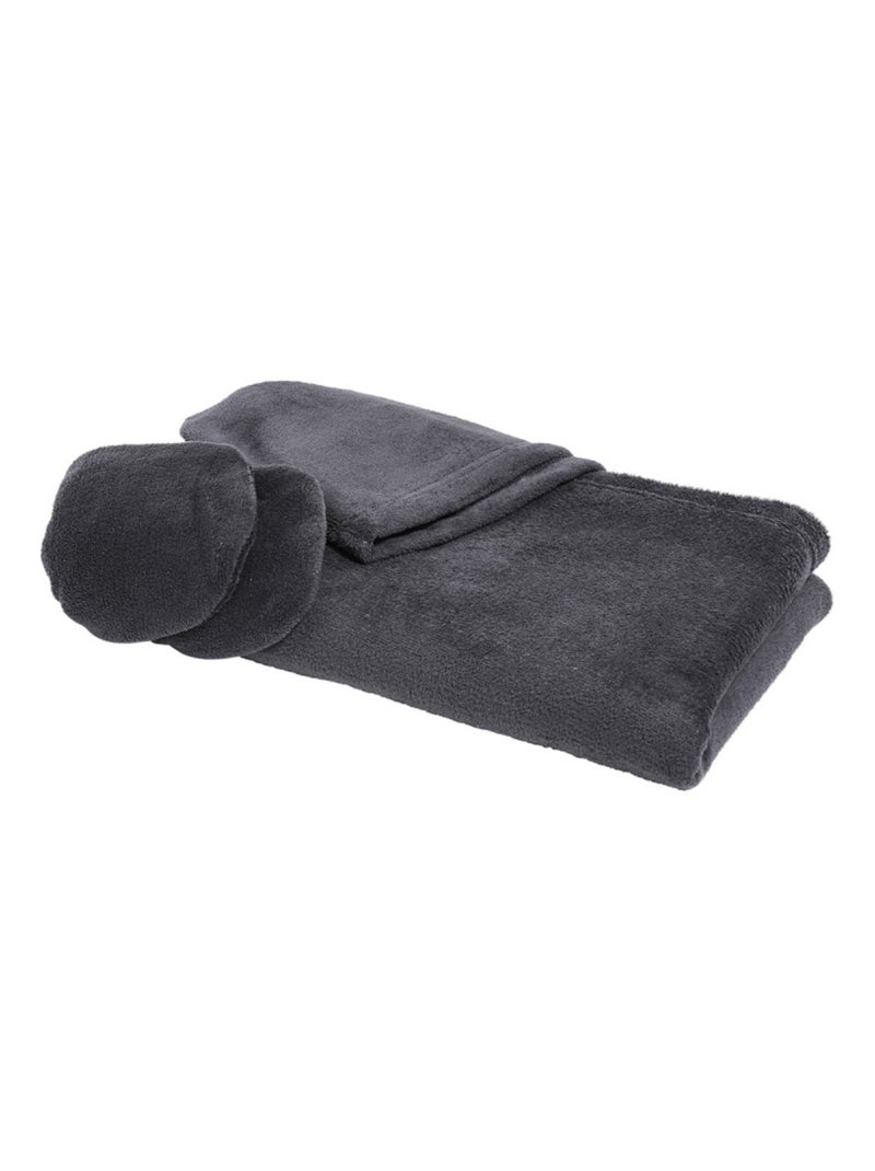 Plaids polyester polaire promo linge gris anthracite - Kiabi