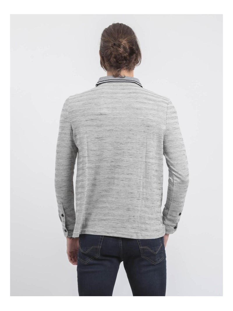 Plamoto polo shirt met lange mouwen van puur katoen Ecru - Kiabi