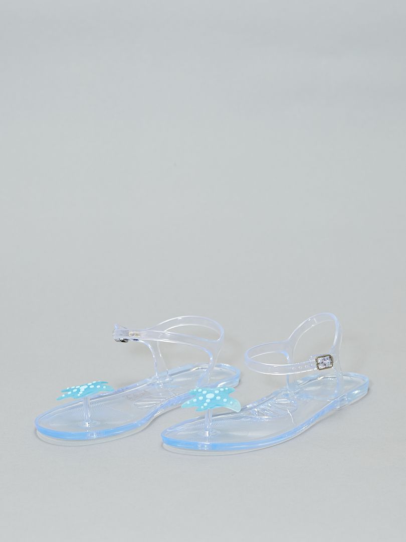 Plastic sandalen voor het strand met 'zeester' - BLAUW - Kiabi - 12.00€