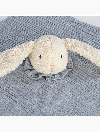 Plat knuffeldoekje konijn van katoenen gaze