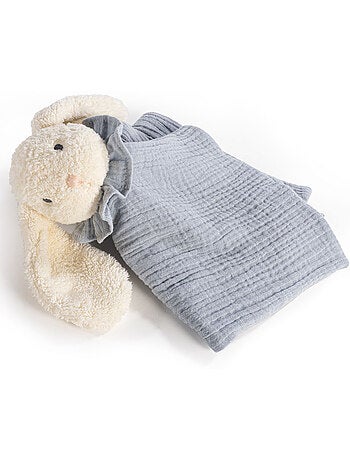 Plat knuffeldoekje konijn van katoenen gaze