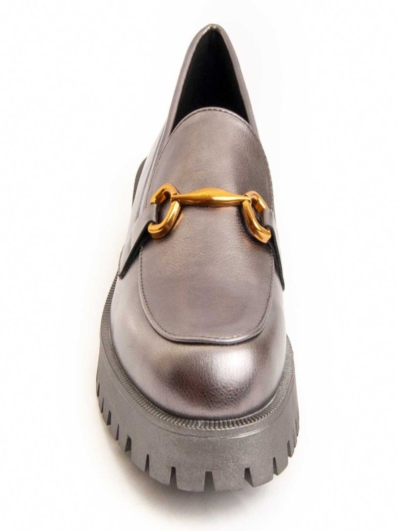 Platform Mocassin Synthetisch Materiaal En Textiel Montevita Grijs - Kiabi