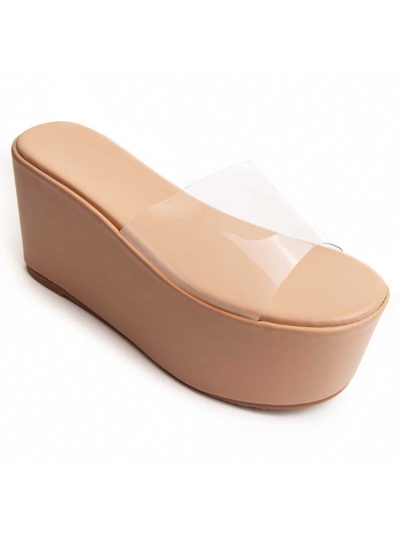 Platform Sandaal Synthetisch Materiaal Montevita Beige - Kiabi