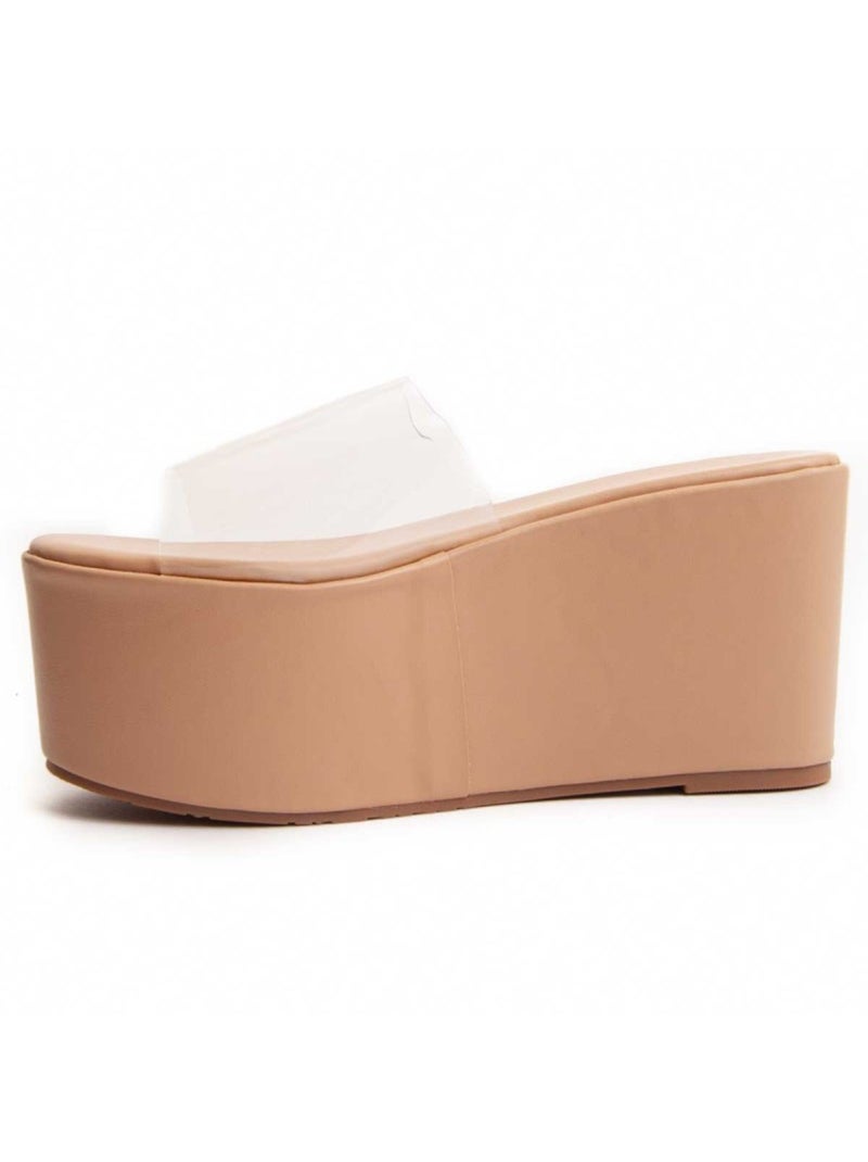 Platform Sandaal Synthetisch Materiaal Montevita Beige - Kiabi