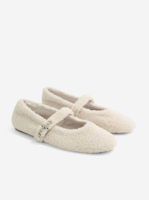 Platte ballerina's met schapenvachteffect - Kiabi