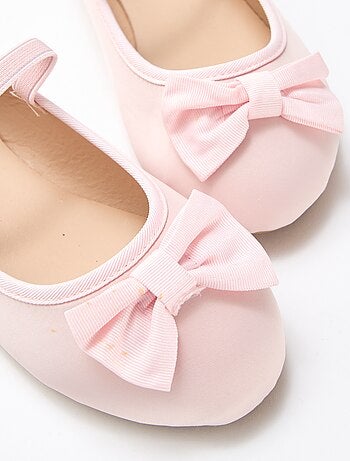 Platte effen ballerina met strik