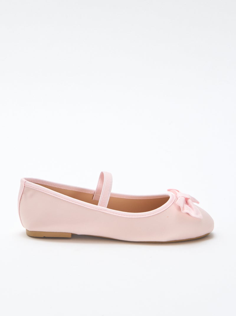 Platte effen ballerina met strik Rose - Kiabi