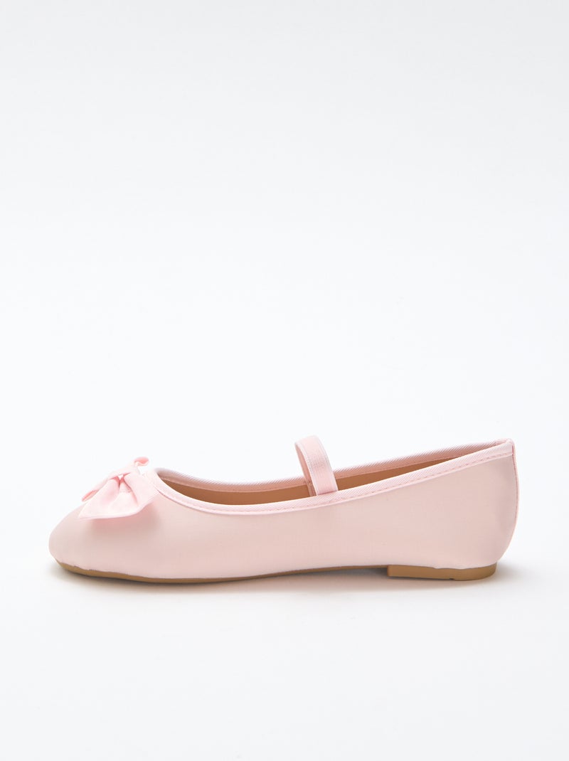 Platte effen ballerina met strik Rose - Kiabi