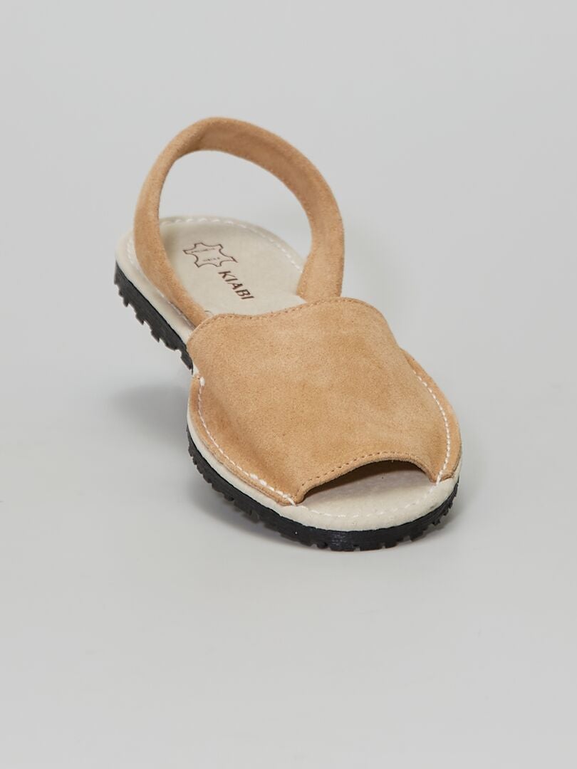 een miljard Mos Zich voorstellen Platte, leren sandalen - Beige - Kiabi - 28.00€