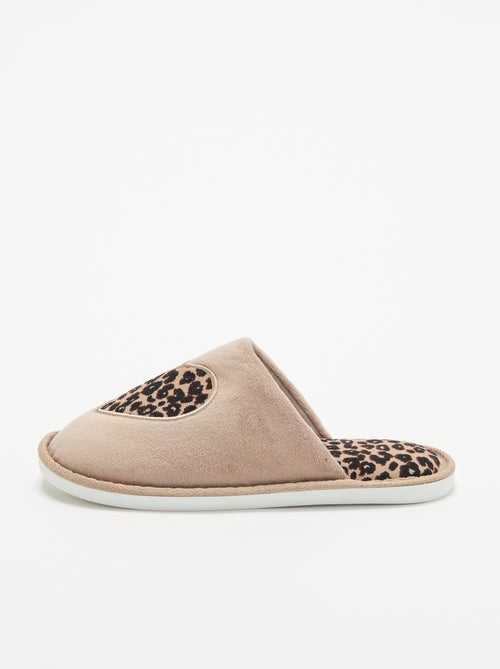 Platte pantoffels met luipaardprint - Kiabi