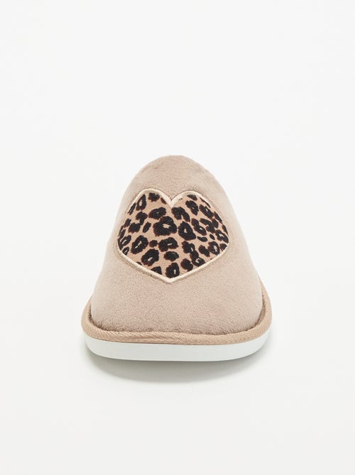 Platte pantoffels met luipaardprint - Kiabi