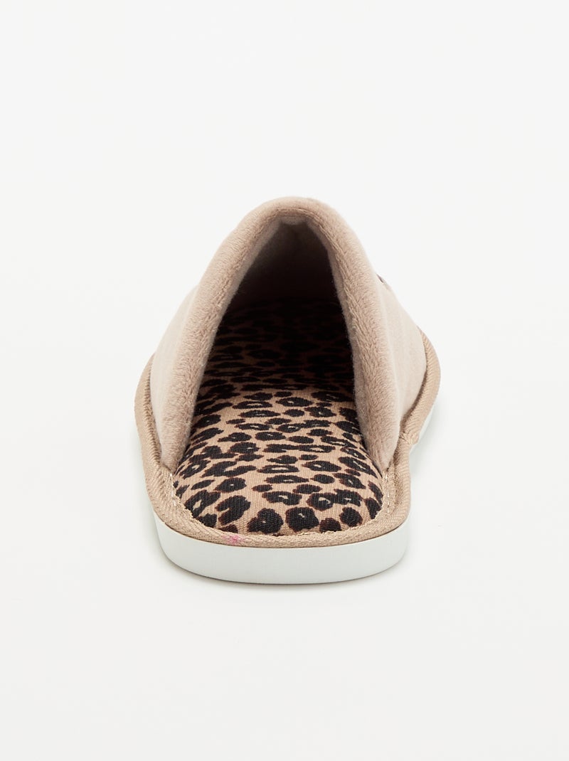 Platte pantoffels met luipaardprint Biege - Kiabi