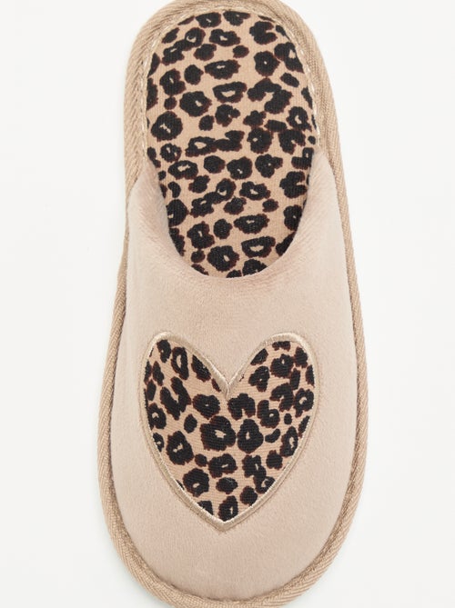 Platte pantoffels met luipaardprint - Kiabi