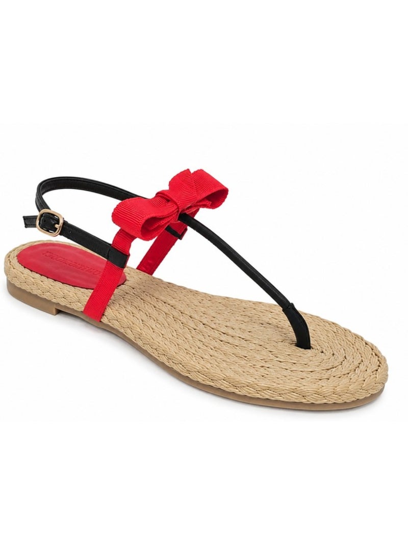Platte sandaal synthetisch materiaal montevita Rood - Kiabi