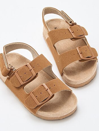 Platte sandalen van suedine