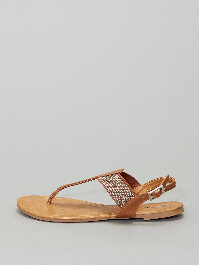 Platte sandalen khaki - Kiabi